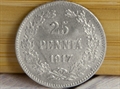 Серебряная монета 25 Пенни 1917 г, орёл без корон, Финляндия (Б/У) - фото 58569